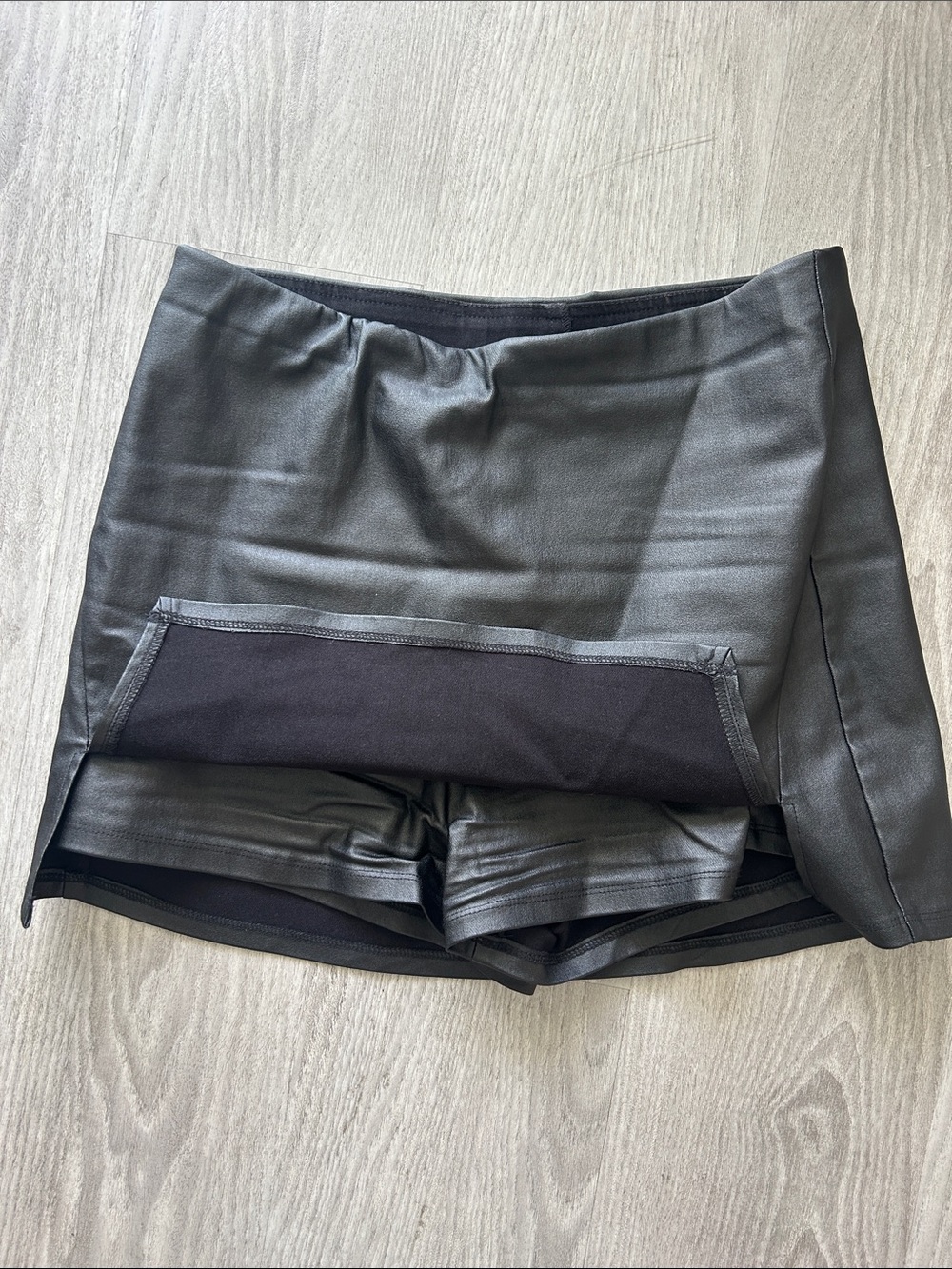 Windsor Black Faux Leather Mini Skort